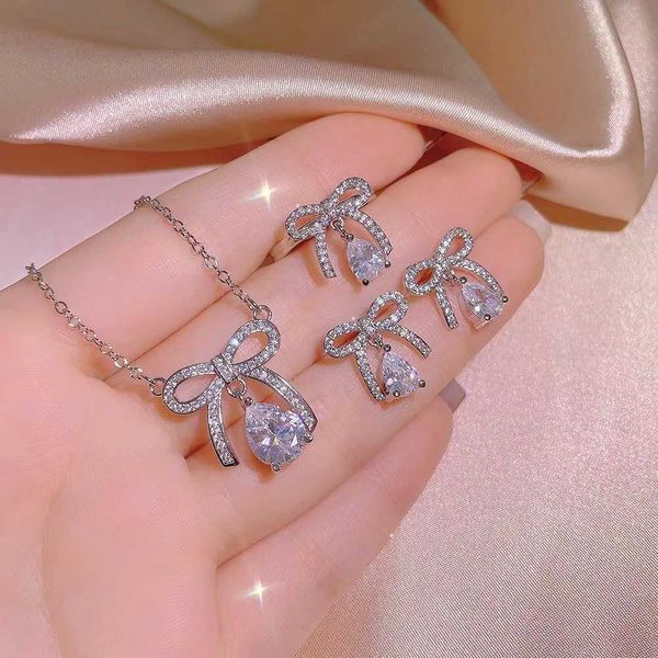 Butterfly Knot Necklace Earnail Ring Three Piece Set Available in stock Main Material