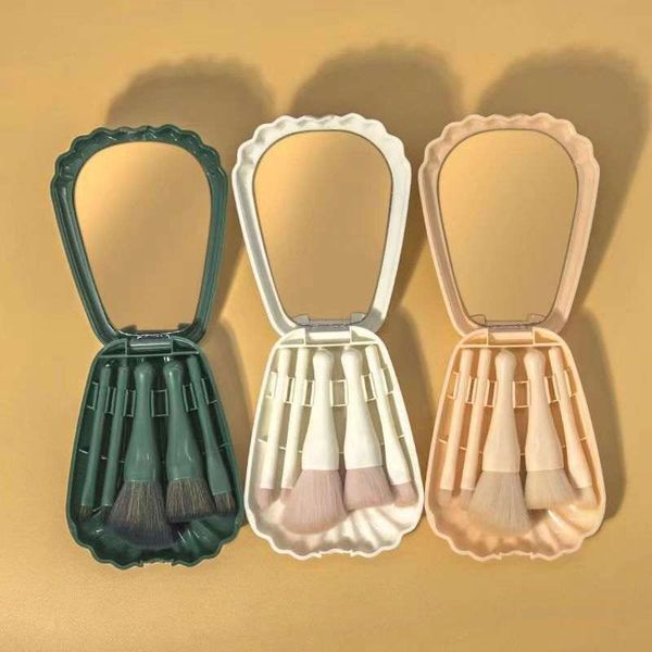 Cross border new 5-piece shell Makeup brush set with mirror,