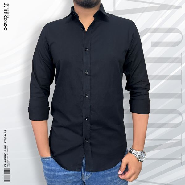 Signature Solid Black Oxford Shirt