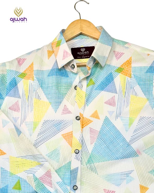 Multicolor Geometric Print Casual Shirt