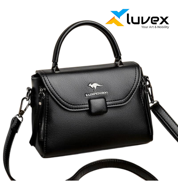 Luxury Designer Fashion High Quality Leather Kangaroo Handbag (Black)