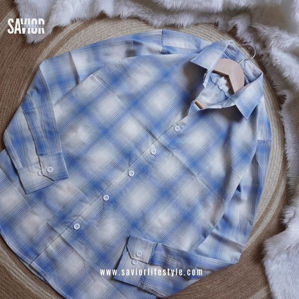 Sky Mist - Pocketless Full Sleeve Check Shirt
