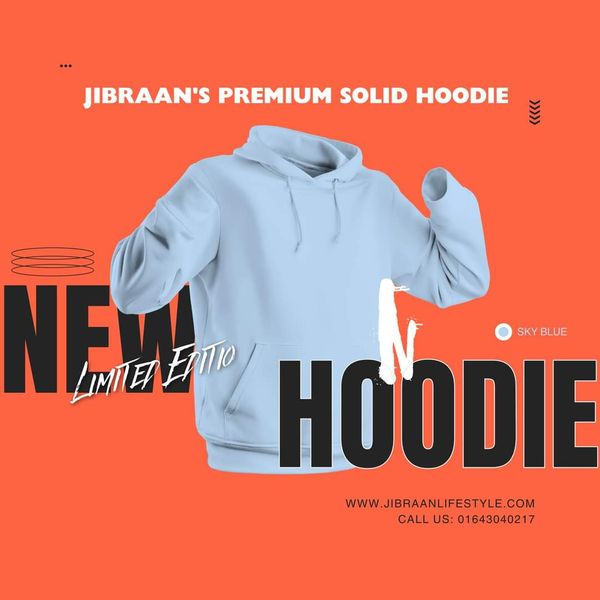 Jibraan's Premium Sky Blue Solid Hoodie