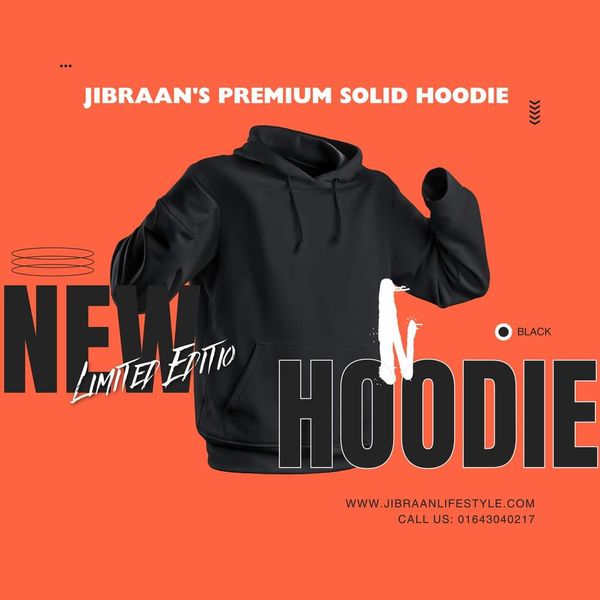 Jibraan's Premium Black Solid Hoodie