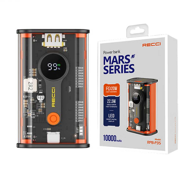 RECCI RPB-P35 Mars Series 10000mAh 22.5W Fast Charging Power Bank