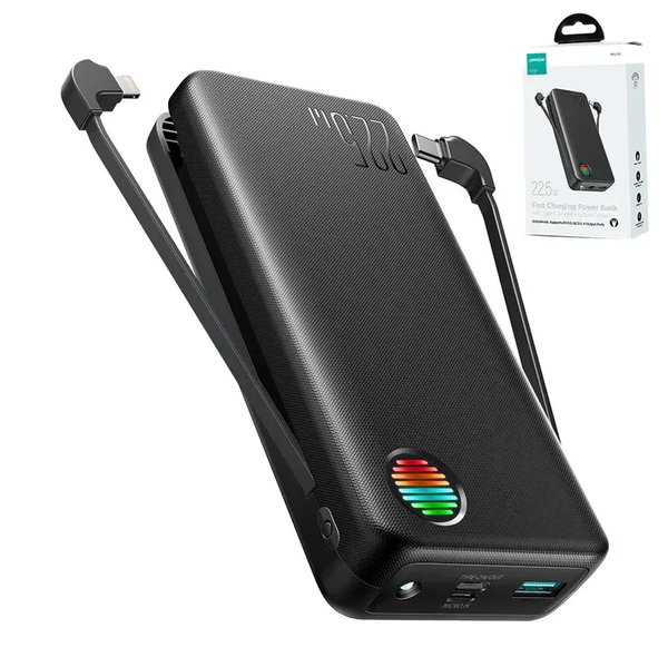 Joyroom JR-L015 22.5W 20000mAh Power Bank With Dual Cables – Black