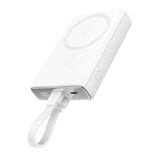 Joyroom JR-PBM01 20W Magnetic Wireless Power Bank With Built-In Cable & Kickstand 10000mAh-White Color