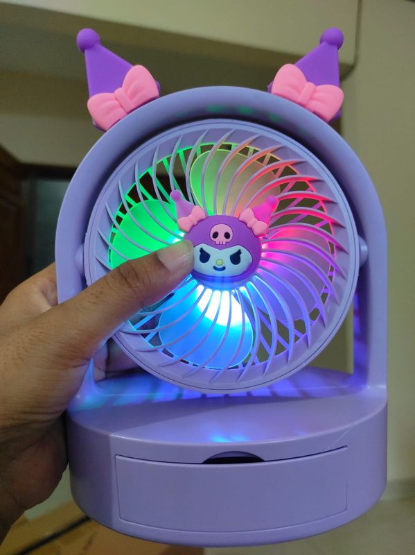 Mini USB Desktop Stand Mute Fan High Speed Small Fans with LED Light Portable Handheld Rechargeable Fan Table Fan Home, Office, Study & night activity