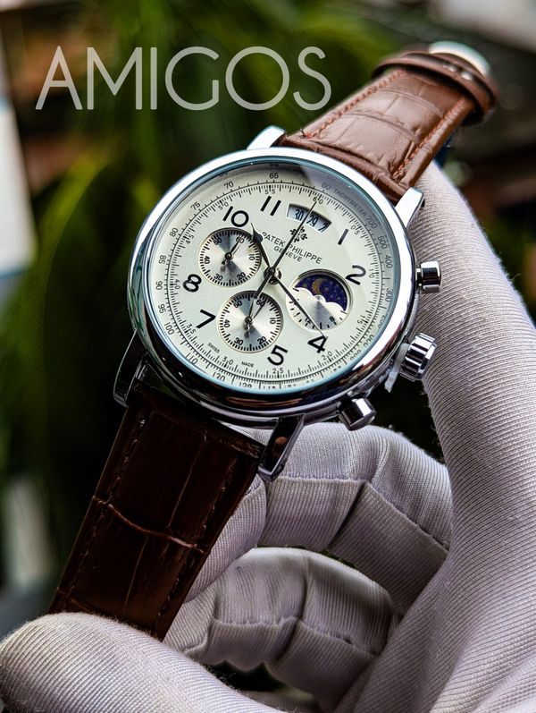 Patek Philippe White Dial Brown Belt