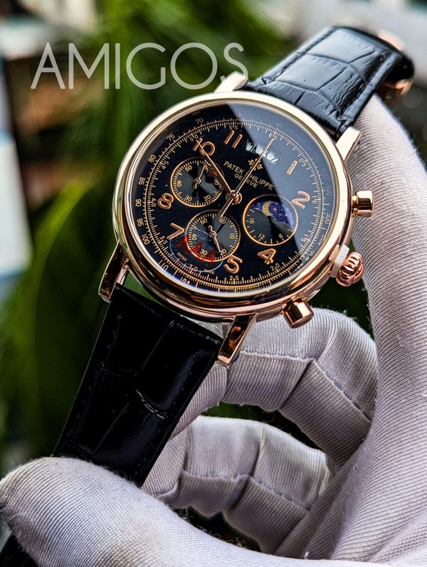 Patek Philippe Black Dial Black Belt