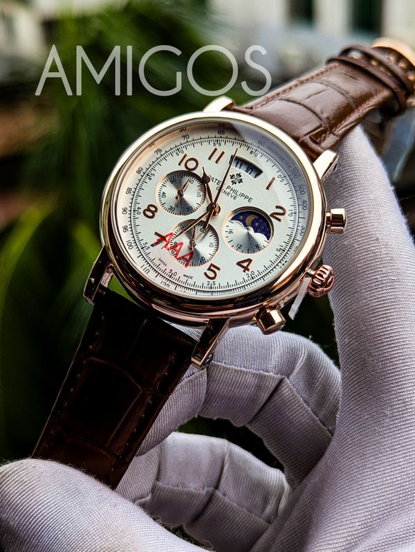 Patek Philippe White Dial Brown Belt