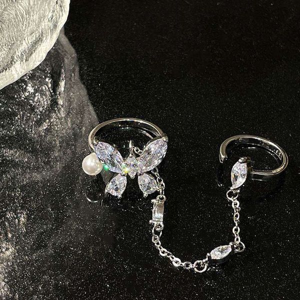 Parl stone butterfly chain fingers ring (Adjustable)Best premium quality