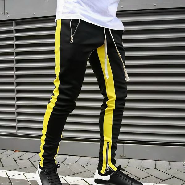 Casual Men's Sweatpant Trouser (Black+Yellow)