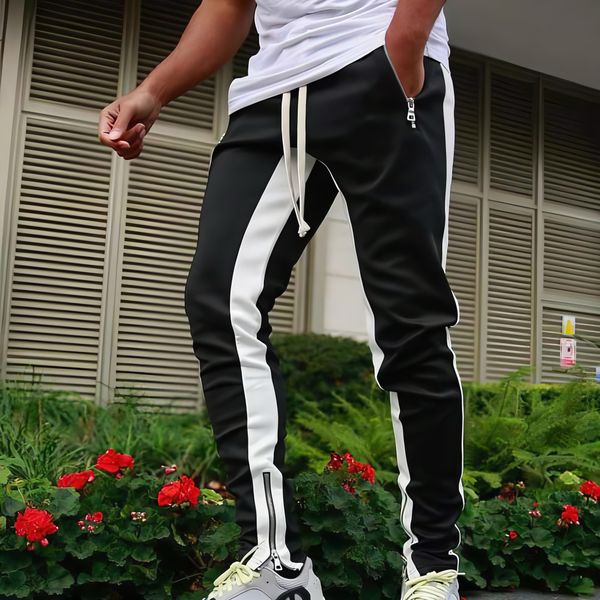 Casual Men's Sweatpant Trouser (Black+White)