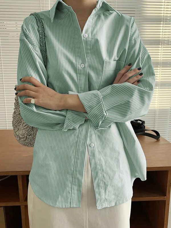 Shein inspired Mint Stripe Shirt