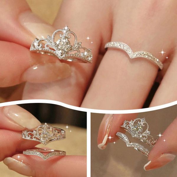 2 pcs fairy cristal crawon ring