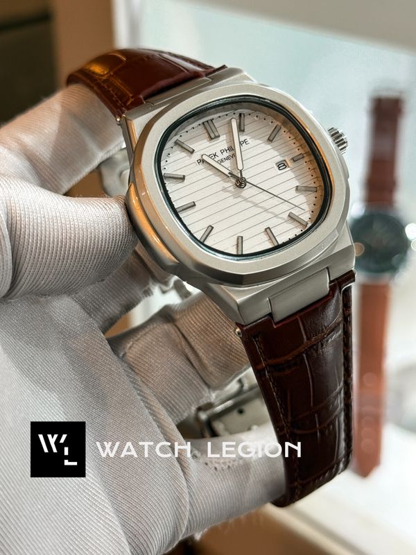 PATEK NAUTILUS BROWN BELT WHITE DIAL SWEEP