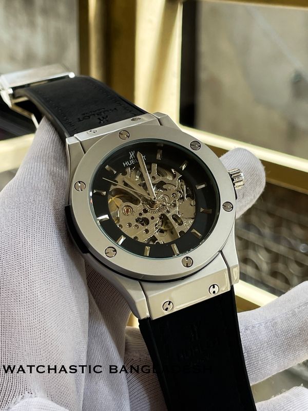 Hublot Auto Velvet Black Belt Silver case