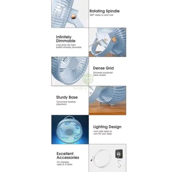 đĨđĨ MAYTTO USB rechargeable remote controlled Desktop Hanging Camping Fan... - Image 8