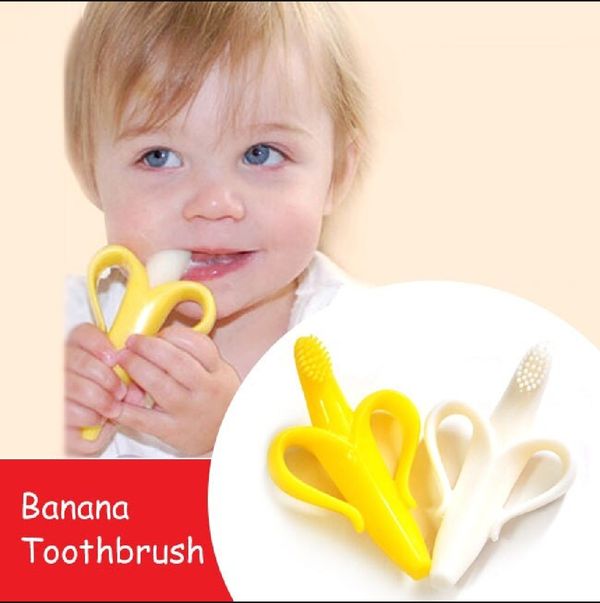 Soft Silicone Banana Shape Design Baby Toothbrush 1pcs