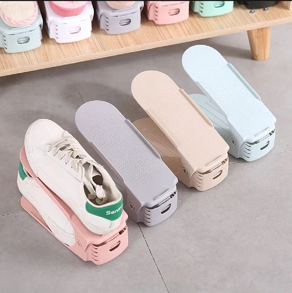 Shoe Slots Organizer, Adjustable Stacker Storage Space Saver, Double Deck Holder for Closet Organization