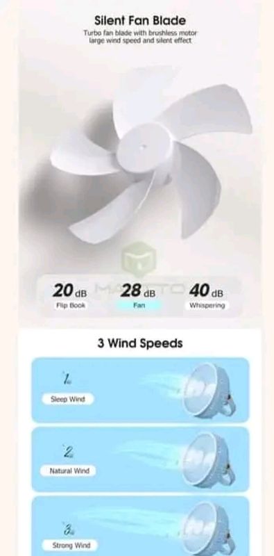 đĨđĨ MAYTTO USB rechargeable remote controlled Desktop Hanging Camping Fan... - Image 5