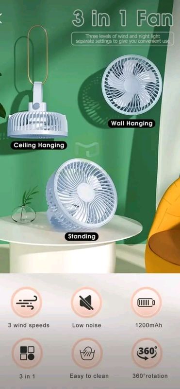 đĨđĨ MAYTTO USB rechargeable remote controlled Desktop Hanging Camping Fan... - Image 6