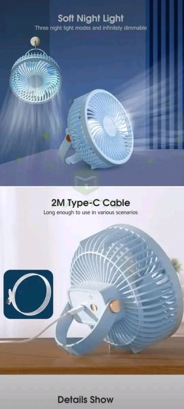đĨđĨ MAYTTO USB rechargeable remote controlled Desktop Hanging Camping Fan... - Image 7
