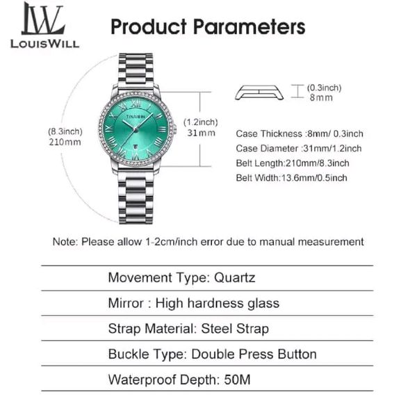 đ LouisWill Ladies Retro Diamond Steel Strap Watches... - Image 7