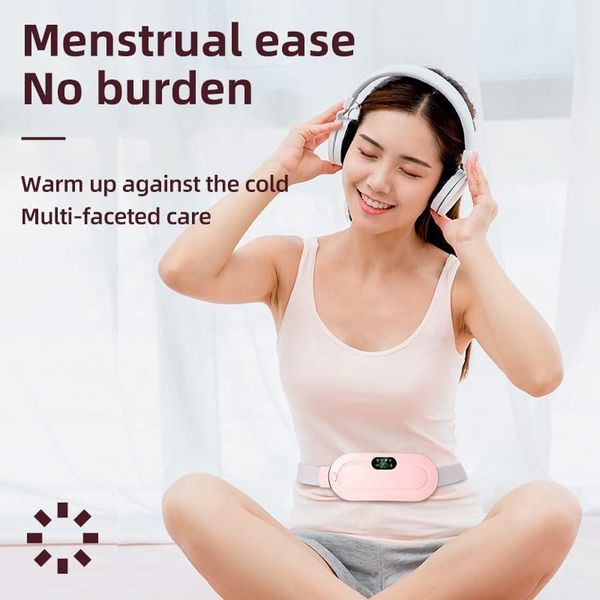Electric Waist Belt Device, Fast Heating Belly Pad Portable Cordless Heating Pad with 3 Heat Levels and 4 Massage Modes