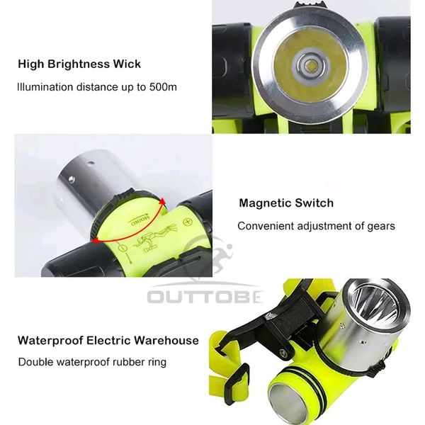 💥Outtobe Scuba Diving Waterproof Head Light with free Battery Charger - Image 2