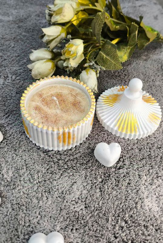 strawberry sented candle with concrete box