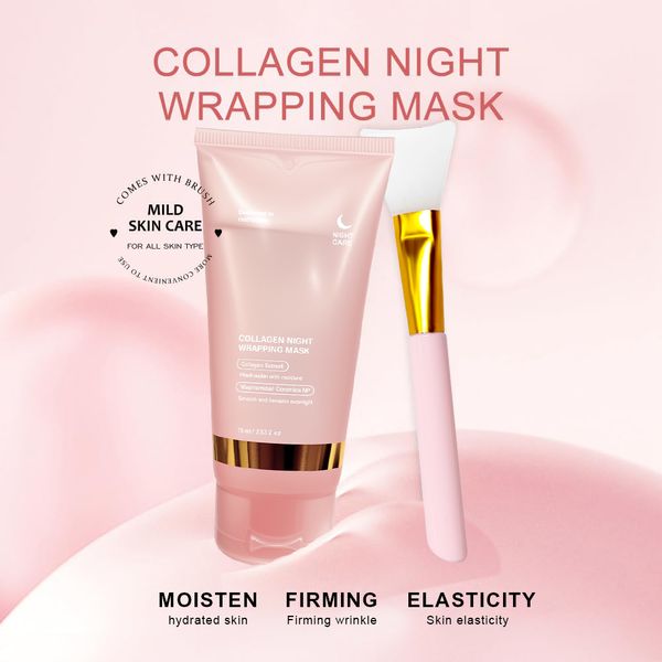 Sleep Facial Mask Collagen Sleeping Mask Face Beauty Korean Gel Collagen Overnight Wrapping Peel-Off Facial Mask