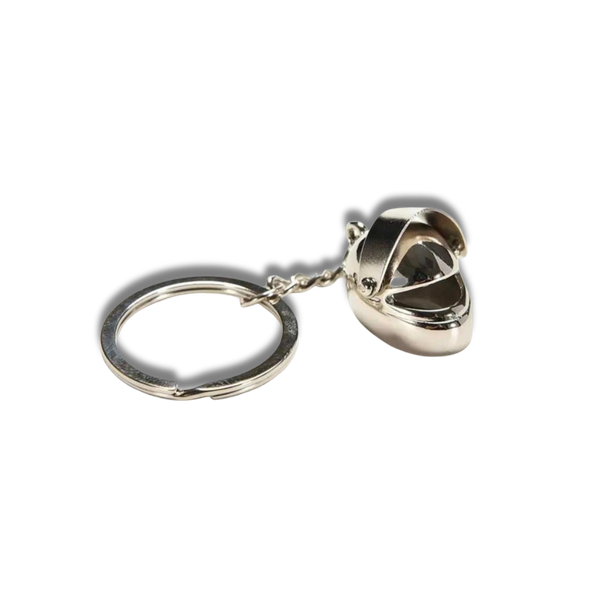 Silver Motorcycle Helmet Model Key Ring