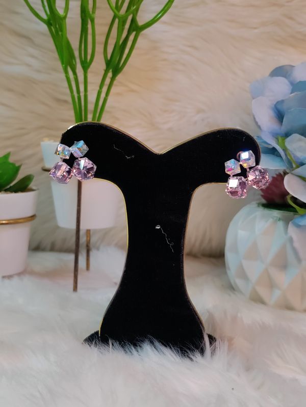 Purpale square glass post earrings