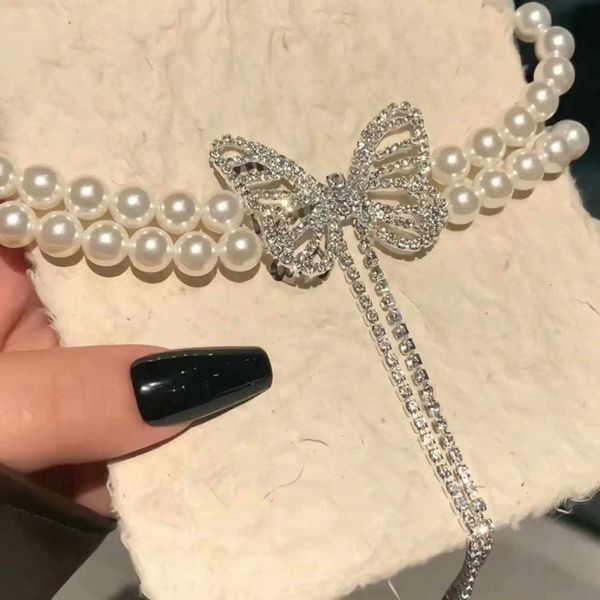 Big Butterfly 2leyar pearl choker