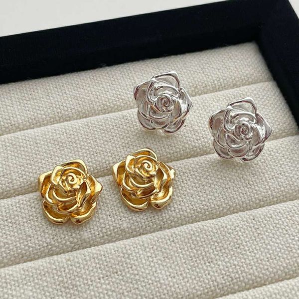 Rose flower stud earrings Available colour GoldenSilver