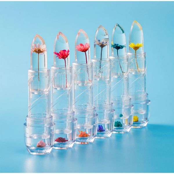 Transfarent jelly flowers lip gloss lipstick