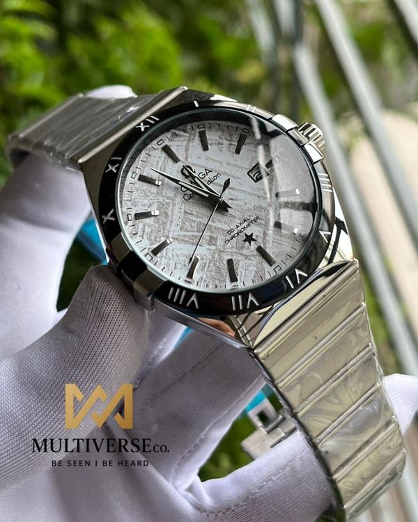 OMEGA CONSTELLATION METEORITE BLACK WHITE DIAL (AA)