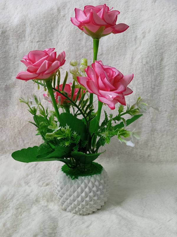 Artificial Little various Flower & Plant In Plastic Pot 7Inc/18Cm For Office, Home, Table Decoration - Home Decoration Item - artificial flower 2
