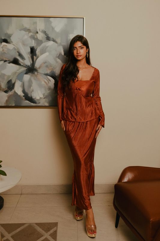 Burnt Orange Ribbed Set