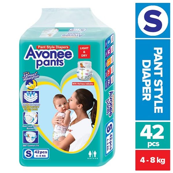 AVONEE S Size 42pcs Pant Style Diaper for 4 to 8kg Babies
