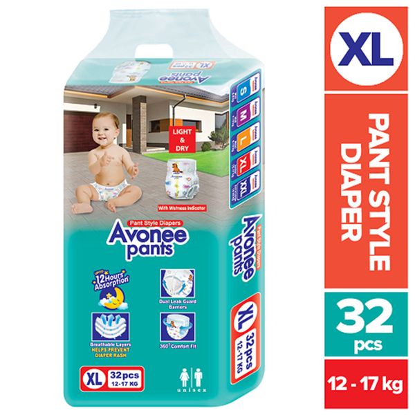 AVONEE XL Size 32pcs Pant Style Diaper for 12 to 17kg Babies.
