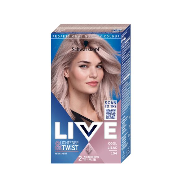 Schwarzkopf Live Permanent Hair Color lightener & twist 104 cool lilac