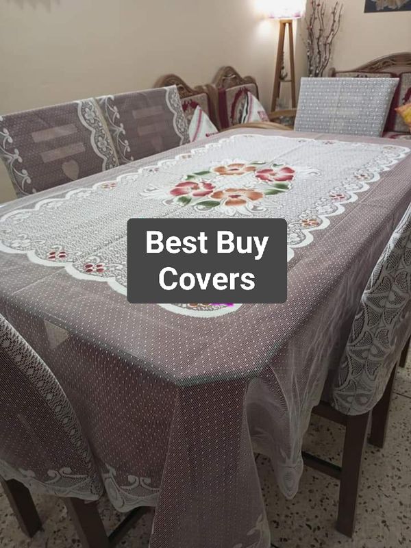 Indian Sunflower Design 6 Seater Dining Table Cloth (90/60 inch) chair cover(21/18 inch)
