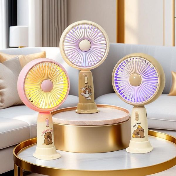 portable USB Rechargable fan with multi colour LED light