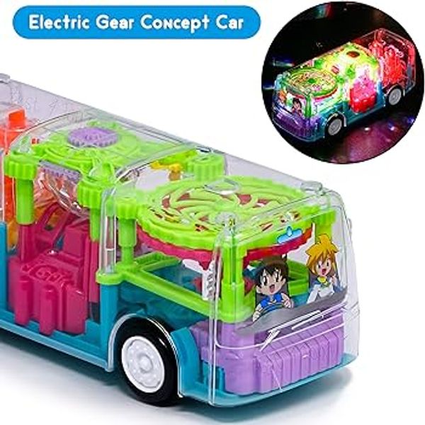 Gear Bus Musical Toy for Kids with 3D Light & Sound 360 Degree Rotating Battery Operated Toys