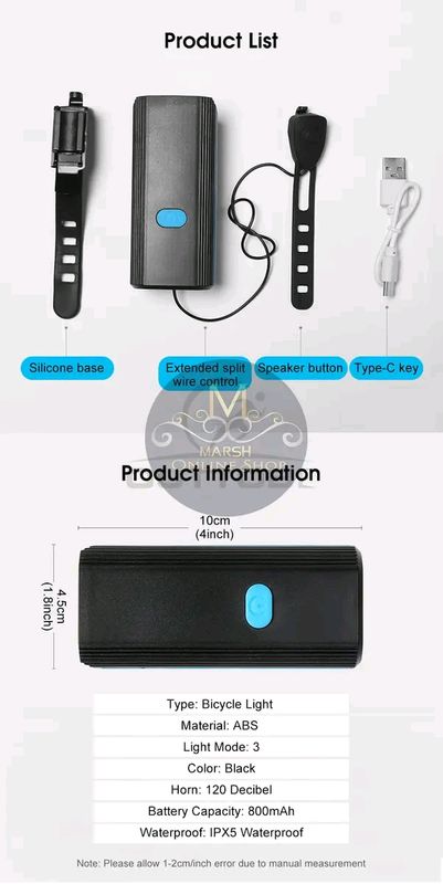 💥Outtobe Bicycle Lamp Headlight Multi-Function 2-In-1 Headlight With Speaker - Image 12