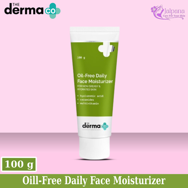 The Derma Co Oil-Free Daily Face Moisturizer With Hyaluronic Acid, Ceramides & Multivitamins for Non-Greasy & Hydrated Skin - 100g