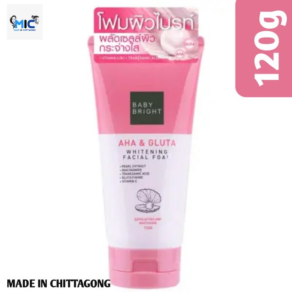 BABY BRIGHT AHA & GLUTA WHITENING FACIAL FOAM 120G